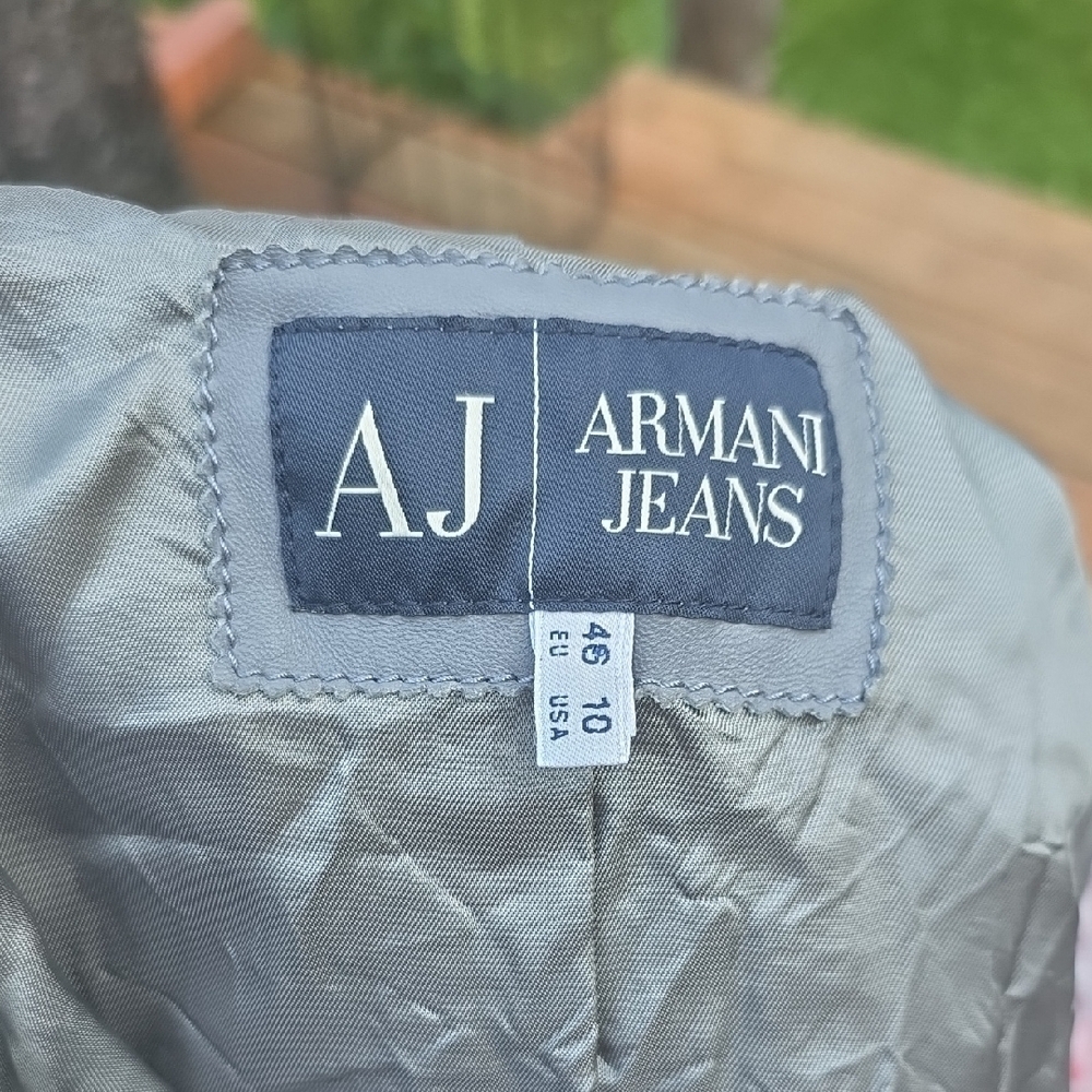 Armani Jeans Women's Gray Leather Jacket - Picture 9 of 12
